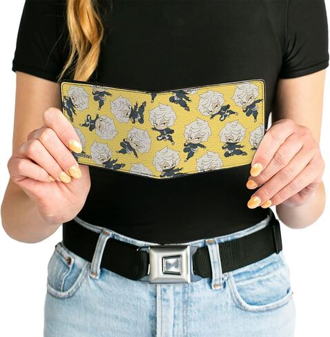 Buckle-Down Crunchyroll Wallet, Bifold, Hells Paradise Chibi Gabimaru Poses Scattered Yellow, Vegan Leather in Saudi Arabia