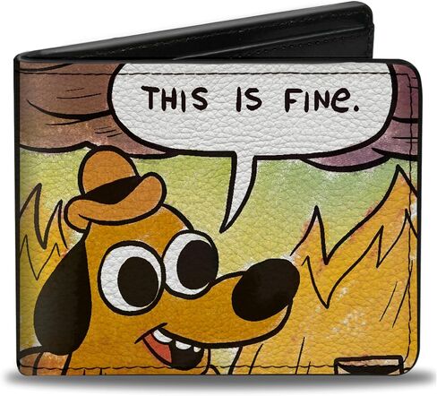Buckle-Down KC Green Wallet, Bifold, This is Fine Question Hound Cafe Fire Comic Strip, Vegan Leather in Saudi Arabia