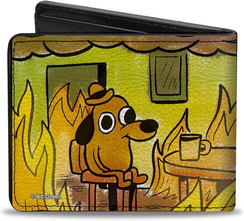 Buckle-Down KC Green Wallet, Bifold, This is Fine Question Hound Cafe Fire Comic Strip, Vegan Leather in Saudi Arabia