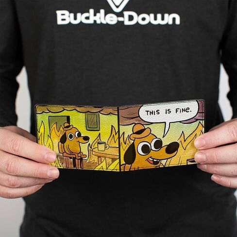 Buckle-Down KC Green Wallet, Bifold, This is Fine Question Hound Cafe Fire Comic Strip, Vegan Leather in Saudi Arabia