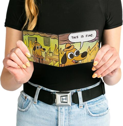 Buckle-Down KC Green Wallet, Bifold, This is Fine Question Hound Cafe Fire Comic Strip, Vegan Leather in Saudi Arabia