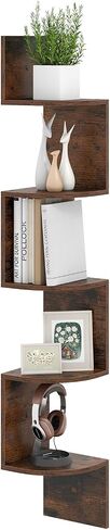 Giantex Corner Shelf Wall Mounted, 5-Tier Floating Corner Bookshelf, Home Storage Organizer, Wooden Display Stand Rack for Wall, Plant Shelf for Living Room, Bedroom, Kitchen (1,White) in Saudi Arabia