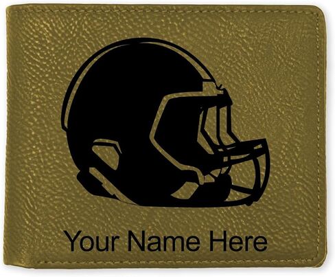 LaserGram Faux Leather Bi-Fold Wallet, Football Helmet, Personalized Engraving Included (Black with Gold) in Saudi Arabia