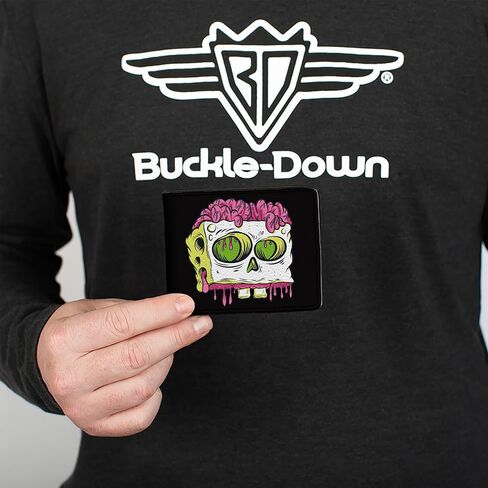 SpongeBob SquarePants Wallet, Bifold, Spongebob Squarepants Spongebob Slime Text and Skull Black, Vegan Leather in Saudi Arabia
