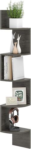 Giantex Corner Shelf Wall Mounted, 5-Tier Floating Corner Bookshelf, Home Storage Organizer, Wooden Display Stand Rack for Wall, Plant Shelf for Living Room, Bedroom, Kitchen (1,White) in Saudi Arabia