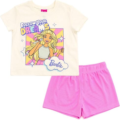 مجموعة Third و Shorts Thirt Barbie Girls Therft Toddler لأحجام الأطفال الكبيرة (4T-14-16) in Saudi Arabia