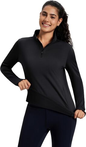 Magcomsen Women's Quarter Zip Fleece Pullover Long Sleeve Dertts مع قمم الركض الرياضية Zip Pocket Athletic in Saudi Arabia