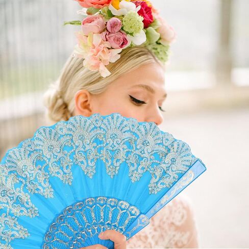 INNOLIFE Spanish Folding Retro Pattern Hand Fan for Women, Handheld Chinese Folding Fan Hand Fan for Party Dancing Wedding and Home Decoration (Red) in Saudi Arabia