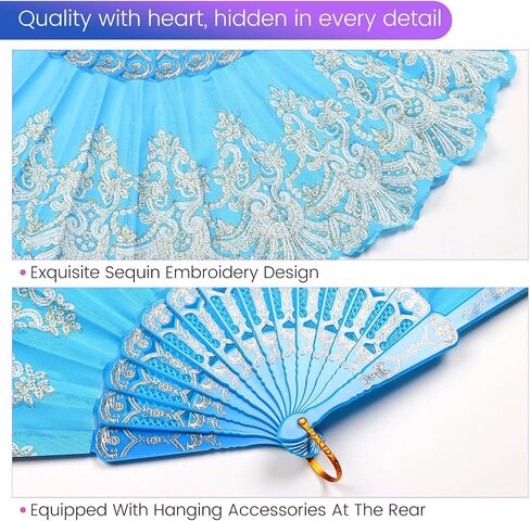 INNOLIFE Spanish Folding Retro Pattern Hand Fan for Women, Handheld Chinese Folding Fan Hand Fan for Party Dancing Wedding and Home Decoration (Red) in Saudi Arabia