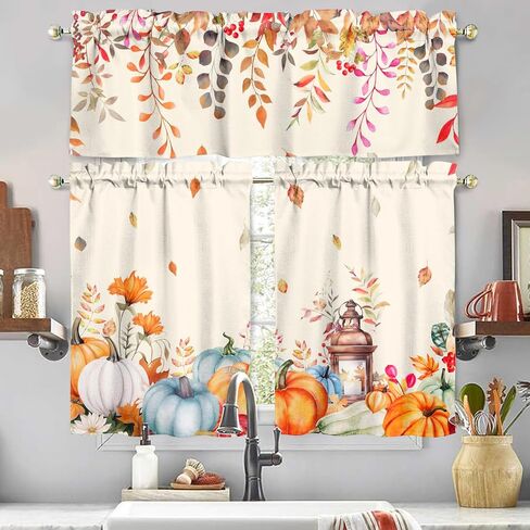 Miffrank Easter Kitchen Curtains and Valance Set of 3, Cute Spring Easter Bunny Kitchen Window Tier Curtains Farmhouse Window Valances Rod Pocket Panels for Holiday Home Decor in Saudi Arabia