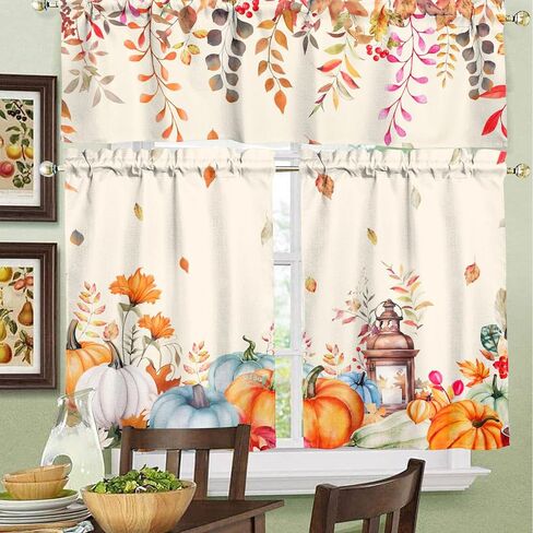 Miffrank Easter Kitchen Curtains and Valance Set of 3, Cute Spring Easter Bunny Kitchen Window Tier Curtains Farmhouse Window Valances Rod Pocket Panels for Holiday Home Decor in Saudi Arabia