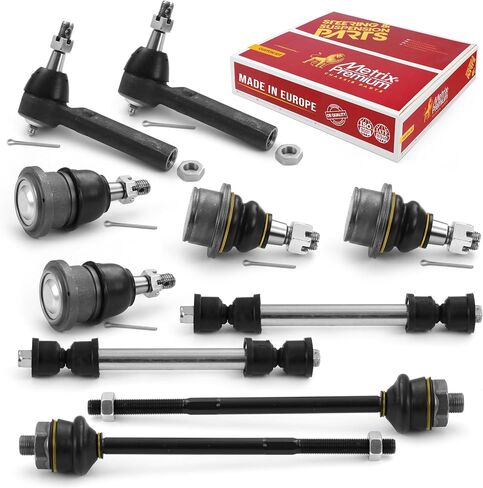 Metrix Premium Chassis Parts - 10 PC Front End Suspension Kit Fits 11-19 Chevrolet Silverado 3500 HD, GMC Sierra 2500 HD, Replacement ES3488, ES3493T, K6540, K6541, K700539, K80631, Made in Europe in Saudi Arabia