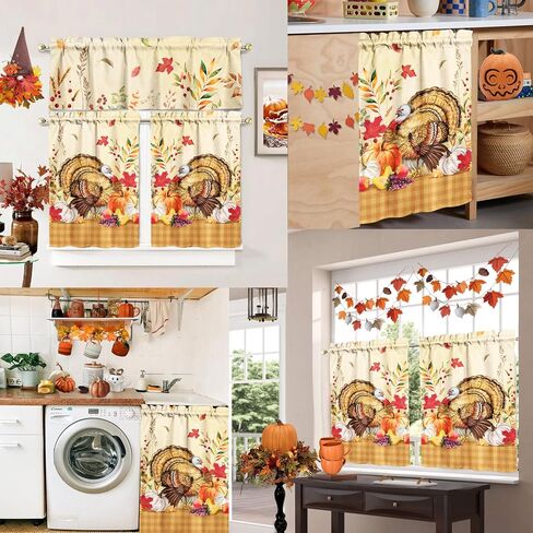 Miffrank Easter Kitchen Curtains and Valance Set of 3, Cute Spring Easter Bunny Kitchen Window Tier Curtains Farmhouse Window Valances Rod Pocket Panels for Holiday Home Decor in Saudi Arabia