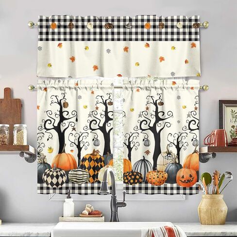 Miffrank Easter Kitchen Curtains and Valance Set of 3, Cute Spring Easter Bunny Kitchen Window Tier Curtains Farmhouse Window Valances Rod Pocket Panels for Holiday Home Decor in Saudi Arabia