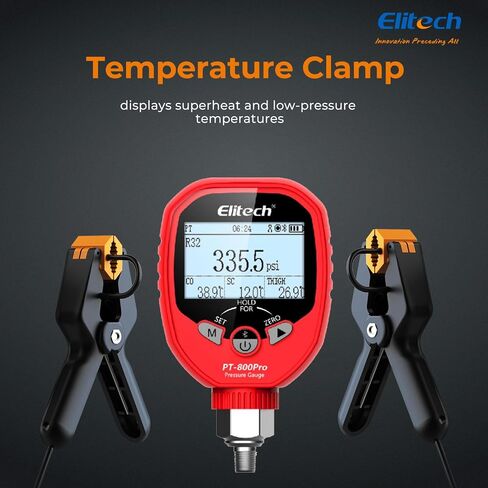 Elitech PGW-800 HVAC Digital High Pressure Gauge IP65 Waterproof -14.5~800 PSI 1/8'' NPT in Kuwait