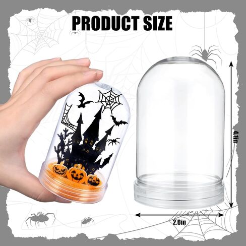 12 مجموعة هالوين الثلج غلوب كيت مجموعة DIY صنع القلعة البلاستيكية الخاصة بك Witch Pumpkin Ghost Snow Globe مجموعة مع ملصق للأنشطة المنزلية لحفل العطلات in Saudi Arabia