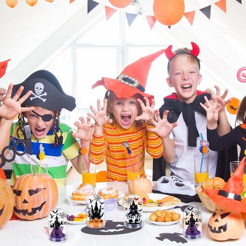 12 مجموعة هالوين الثلج غلوب كيت مجموعة DIY صنع القلعة البلاستيكية الخاصة بك Witch Pumpkin Ghost Snow Globe مجموعة مع ملصق للأنشطة المنزلية لحفل العطلات in Saudi Arabia