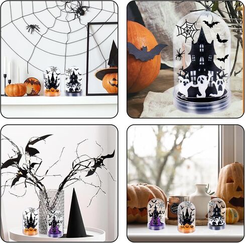 12 مجموعة هالوين الثلج غلوب كيت مجموعة DIY صنع القلعة البلاستيكية الخاصة بك Witch Pumpkin Ghost Snow Globe مجموعة مع ملصق للأنشطة المنزلية لحفل العطلات in Saudi Arabia