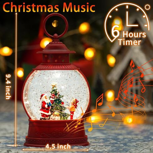 عيد الميلاد الثلج Globe ، Santa Snow Globes Lantern ، Timer 6H ، بطارية و USB تديرها شجرة عيد الميلاد الثلج الفانوس in Kuwait