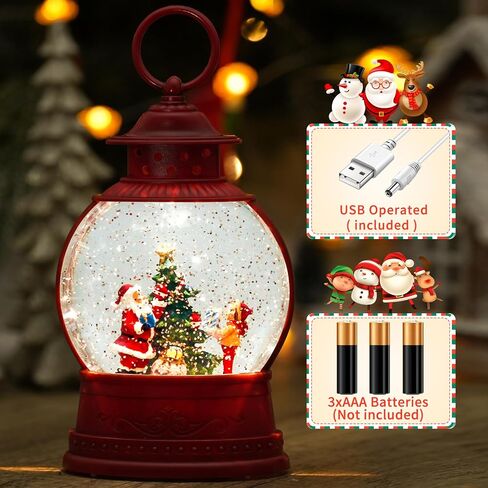 عيد الميلاد الثلج Globe ، Santa Snow Globes Lantern ، Timer 6H ، بطارية و USB تديرها شجرة عيد الميلاد الثلج الفانوس in Kuwait