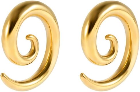 Newzenro 2pcs الحلزوني الحلزوني الفولاذ المقاوم للصدأ الذهب المطلي الأذن المقابس أنفاق أنفاق شماعات المقاييس أقراط تمتد جسم جسم المجوهرات للنساء الرجال in Saudi Arabia