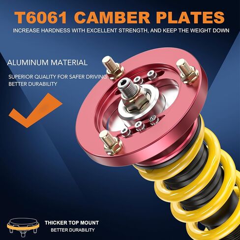 Lowering Coilovers Struts Compatible for 2006-2013 BMW 3-Series 325i 328i 335i E90 E91 E92 Front & Rear Shocks Adjustable Height Suspension Coil Spring Strut — RWD Only (Set of 4)(Yellow) in Saudi Arabia