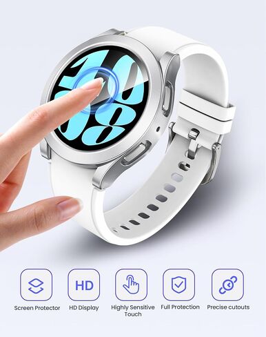 Goton Waterproof Case for Samsung Galaxy Watch 6 Screen Protector 44mm | Daily Water-resistant,No Fog,Touch-Responsive,Easy to install,1-Pack Hard PC Glass Cover in Kuwait