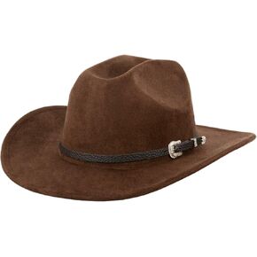 Cowboy Hat for Women and Men, Women Men Classic Felt Wide Brim Western Cowboy Cowgirl Hat with Belt Buckle(Brown) in Saudi Arabia
