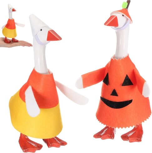 Weysat Halloween Mini Desk Goose Outfits 7inch Magnetic Silly Goose تمثال القرع Witch Witch Autumn Halloween Ceychain Wesled Wost for Duck Duck Satue Decor Decor (Pumpkin ، Corn) in Kuwait