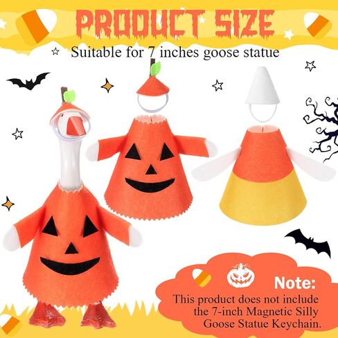 Weysat Halloween Mini Desk Goose Outfits 7inch Magnetic Silly Goose تمثال القرع Witch Witch Autumn Halloween Ceychain Wesled Wost for Duck Duck Satue Decor Decor (Pumpkin ، Corn) in Kuwait