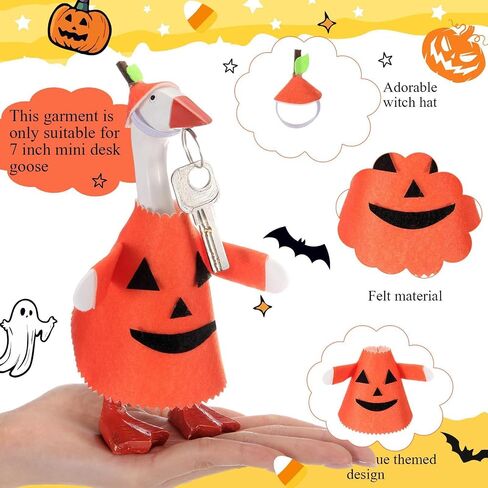 Weysat Halloween Mini Desk Goose Outfits 7inch Magnetic Silly Goose تمثال القرع Witch Witch Autumn Halloween Ceychain Wesled Wost for Duck Duck Satue Decor Decor (Pumpkin ، Corn) in Kuwait