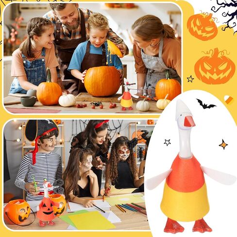 Weysat Halloween Mini Desk Goose Outfits 7inch Magnetic Silly Goose تمثال القرع Witch Witch Autumn Halloween Ceychain Wesled Wost for Duck Duck Satue Decor Decor (Pumpkin ، Corn) in Kuwait