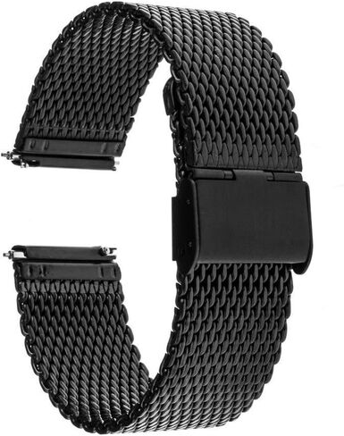مشاهدة حزام 16 مم 18 ملم 20 مم 22 مم watchband النطاق السريع سريع الفرقة الشبكة الشبكة معصم الحزام الفولاذ المقاوم للصدأ سوار الأسود in Saudi Arabia