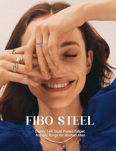 FIBO STEEL 9 Pcs Fidget Anxiety Rings for Women Men Spinner Rings for Anxiety Relieving Stress Open CZ Flower Moon Star Anti Rotatable Rings Adjustable in Kuwait