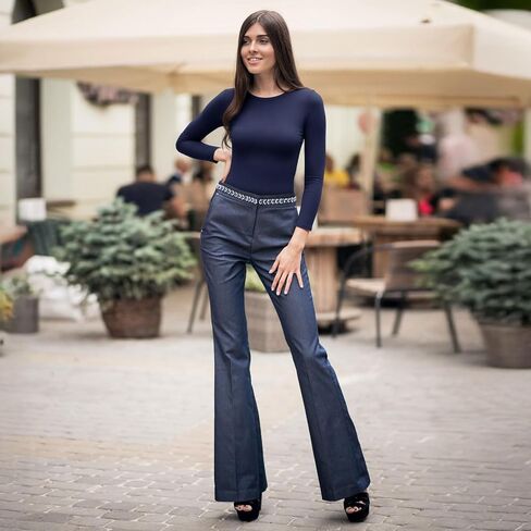 قمصان طويلة الأكمام للنساء-underscrub Crew Neck Slim Fit Tops Basic Tops للمراهقين تمرين الخروج Y2K Fall Fashion 2025 in Kuwait
