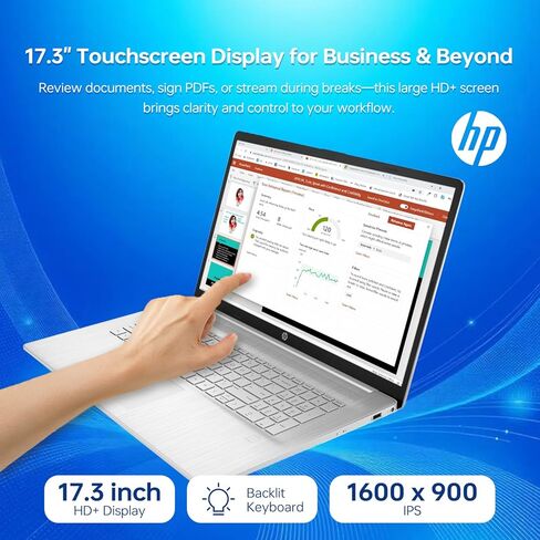 HP أحدث كمبيوتر محمول احترافي للأعمال، شاشة لمس HD+ مقاس 17.3 بوصة، Intel Core i5-1335U، ذاكرة الوصول العشوائي 32 جيجابايت، 1 تيرابايت SSD، كاميرا ويب، HDMI، قارئ FP، لوحة مفاتيح بإضاءة خلفية، Wi-Fi 6، Windows 11 Pro، فضي in Saudi Arabia
