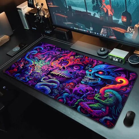 لوحة ماوس Miytal Fantasy Mushroom، لوحة مكتب كبيرة ممتدة من Blacklight Gaming Forest، لوحة مفاتيح كمبيوتر طويلة بالأشعة فوق البنفسجية مع قاعدة مطاطية غير قابلة للانزلاق 3 مم حواف مخيطة للمكتب والمنزل - 31.5 بوصة × 11.9 بوصة in Saudi Arabia