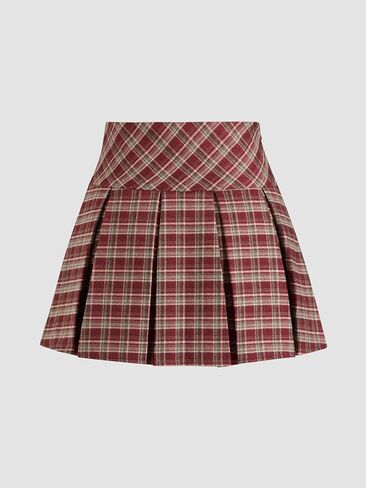 skorts cider for woman عالية الخصر فحص skort skort منتظم تنورة صغيرة قصيرة قصيرة المبطنة النسيج المنسوج in Saudi Arabia