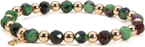 Ruby Zoisite Gemstone and 14k Gold-Filled Bead Slip-On Bracelet in Saudi Arabia