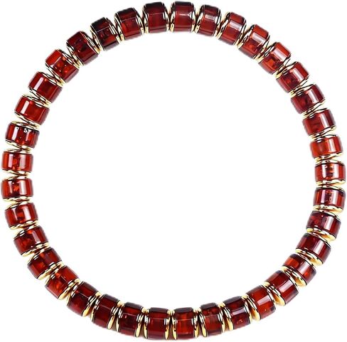 Amber Bracelet for Women Men Natural Blood Red Ambers 18k Gold Plated Jewelry Handmade Stretch Band Bracelets Fashion Design Unisex in Saudi Arabia