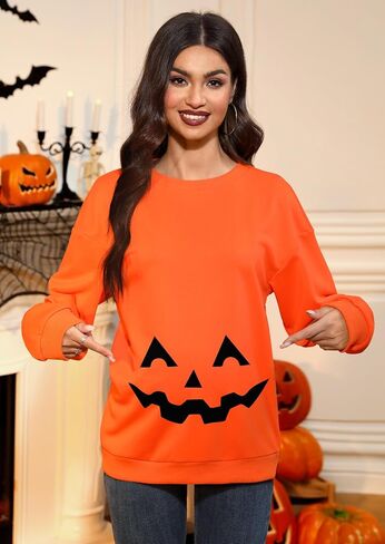 For G and PL Women's Halloween Maternity Long Sleeve Crewneck Sweatshirt Pregnancy Pumkin Skeleton Sweater S-XXL in Kuwait