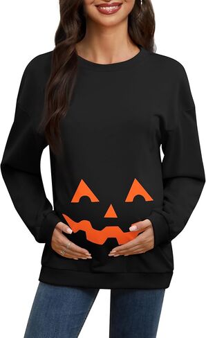 لـ G و PL للنساء في عيد الهالوين الأمومة الطويل الأكمام الطاقم من النوع الثقيل من نوع Switshirt Pumkin Skeled Sweater S-XXL in Saudi Arabia