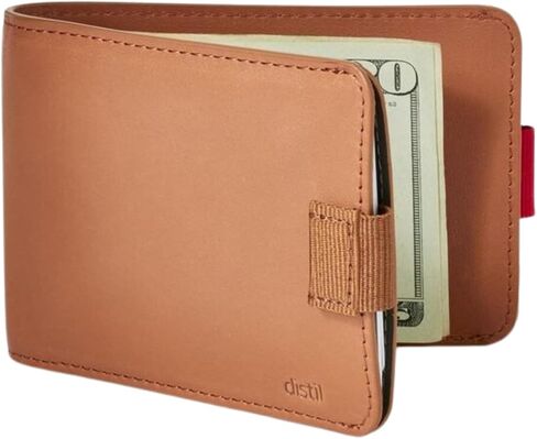 Distil Union Wally Bifold 5.0 Premium RFID Wallet مع مقطع أموال التيتانيوم - محفظة نحيفة Bifold للرجال ، جلود الحبوب الكاملة ، حامل بطاقة RFID الحد الأدنى - يحمل 14 بطاقة و 30 فاتورة - أسود - أسود in Kuwait