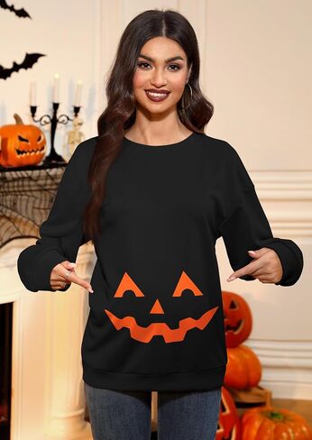 لـ G و PL للنساء في عيد الهالوين الأمومة الطويل الأكمام الطاقم من النوع الثقيل من نوع Switshirt Pumkin Skeled Sweater S-XXL in Saudi Arabia