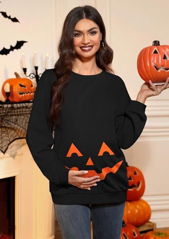 لـ G و PL للنساء في عيد الهالوين الأمومة الطويل الأكمام الطاقم من النوع الثقيل من نوع Switshirt Pumkin Skeled Sweater S-XXL in Saudi Arabia