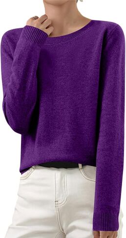 Sweaters for Woman 2025 Trendy Soft Lightweight Crewneck Sweater Casual Pullover Long Sleeve Basic Knitted Tops in Saudi Arabia