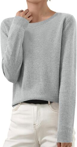 Sweaters for Woman 2025 Trendy Soft Lightweight Crewneck Sweater Casual Pullover Long Sleeve Basic Knitted Tops in Saudi Arabia