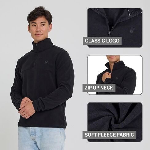 Spyder Fleece Quarter Zip Pullover Men - سترة رياضية خفيفة الوزن للقطب ، سترة سحاب دافئة 1/4 ، رقبة وهمية in Saudi Arabia