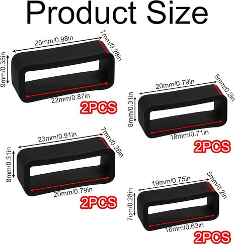 Watch Band Keepers, Silicone Band Loop Elastic Strap Fastener Replacement Parts for Smart Sport Watches (Black) in Saudi Arabia