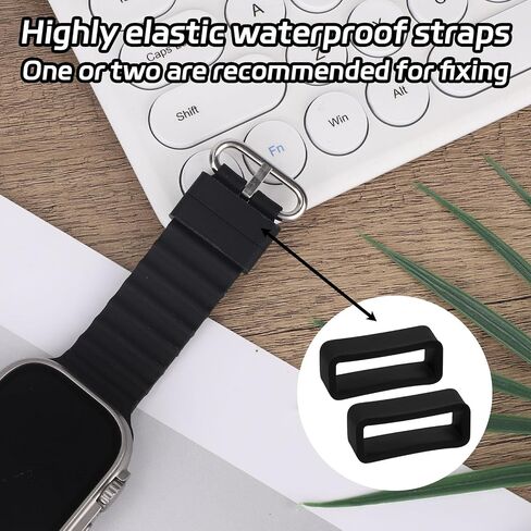 Watch Band Keepers, Silicone Band Loop Elastic Strap Fastener Replacement Parts for Smart Sport Watches (Black) in Saudi Arabia